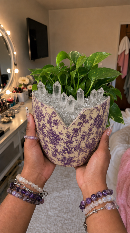 Clear Quartz Bloom Planter