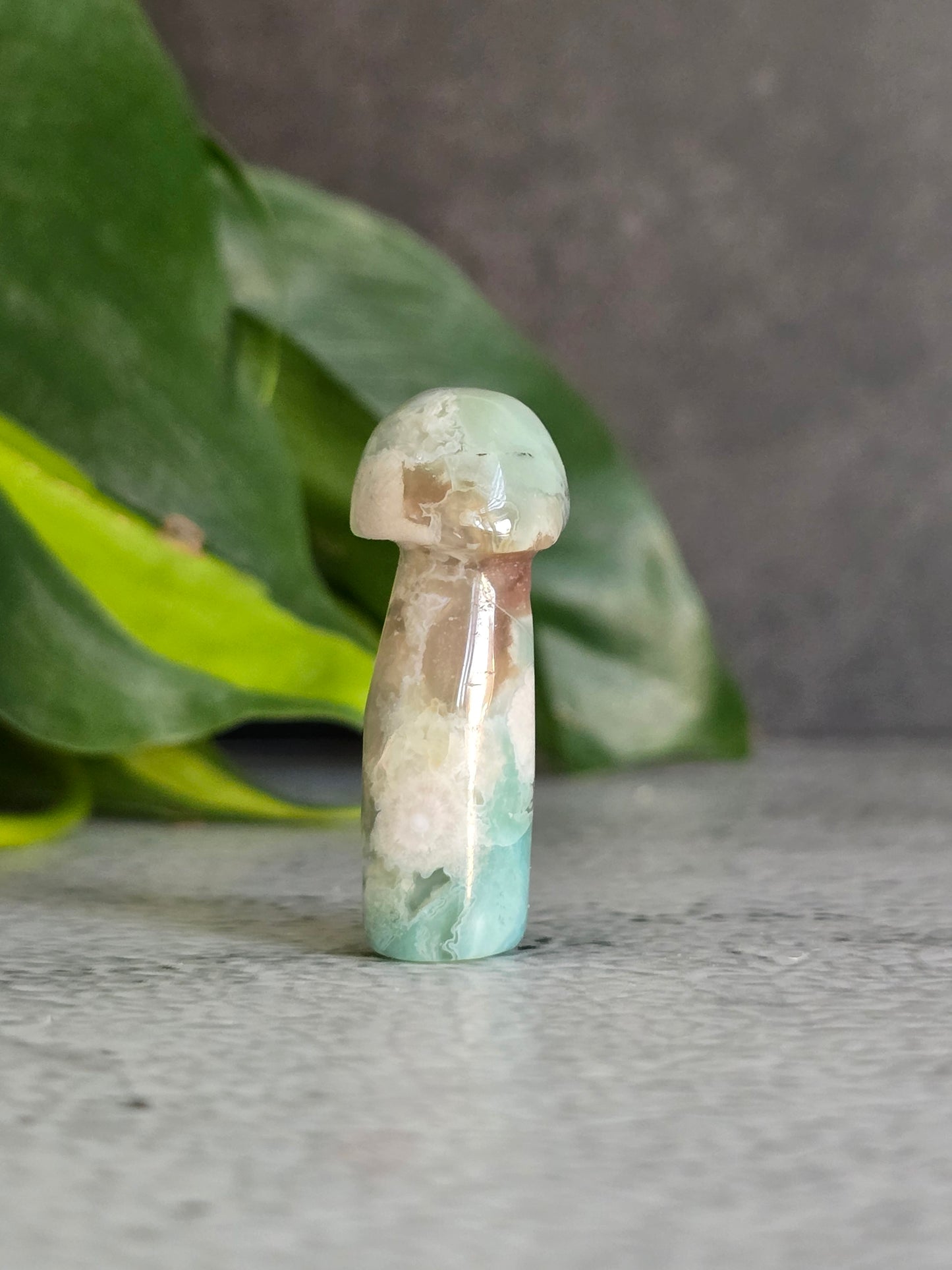 Green Flower Agate Mushroom