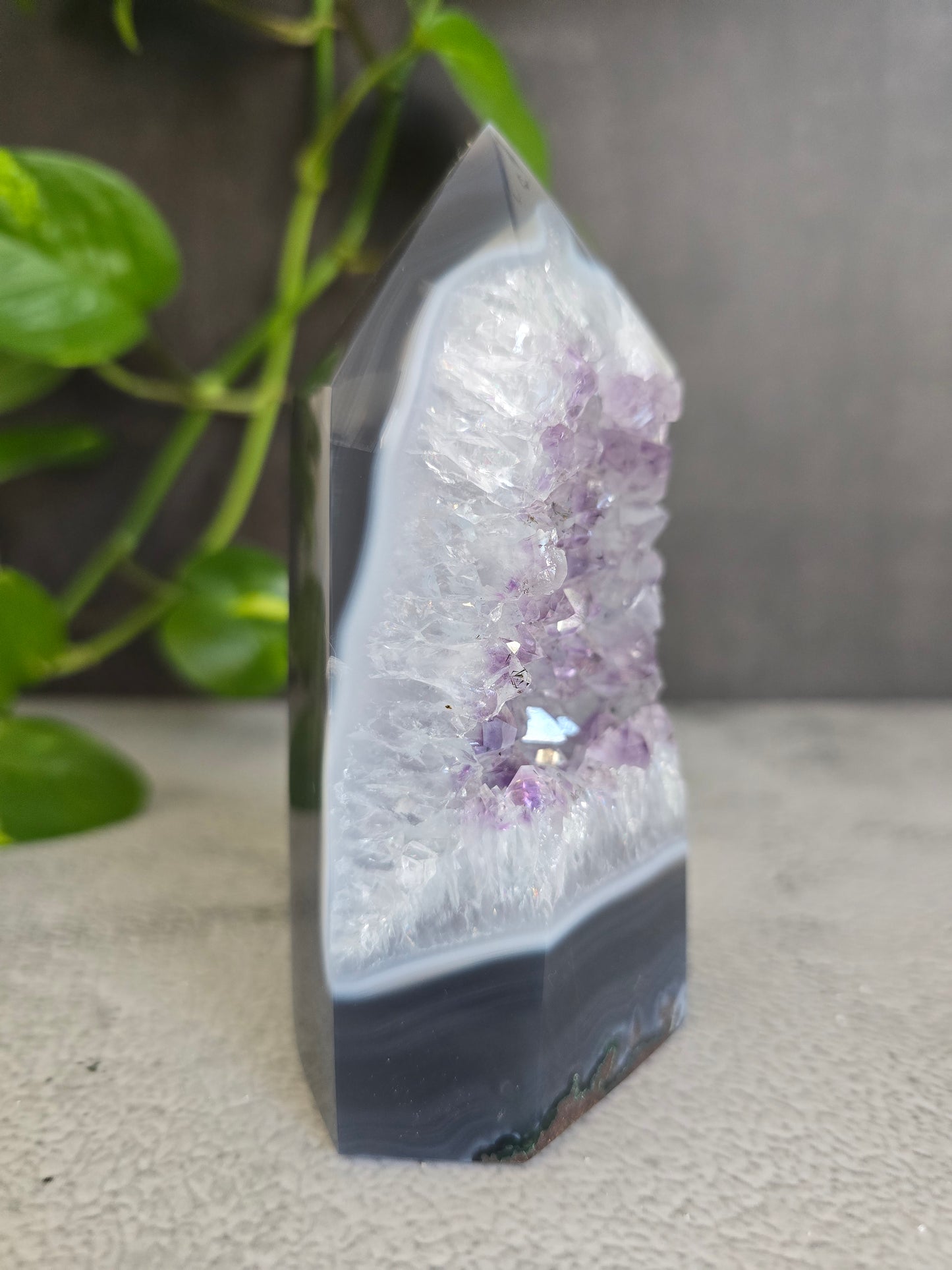 Amethyst in Agate Tower With Goethite