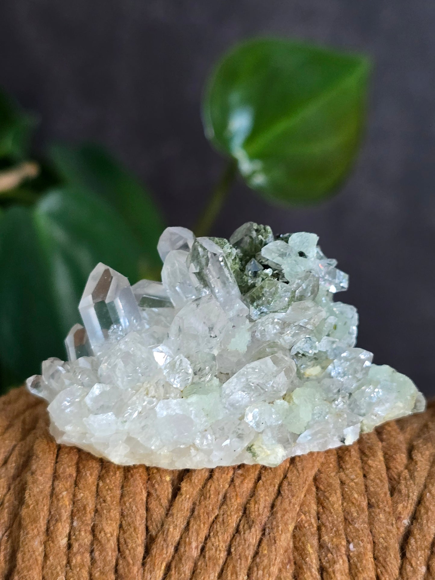 Prehnite and Epidote on Quartz Matrix