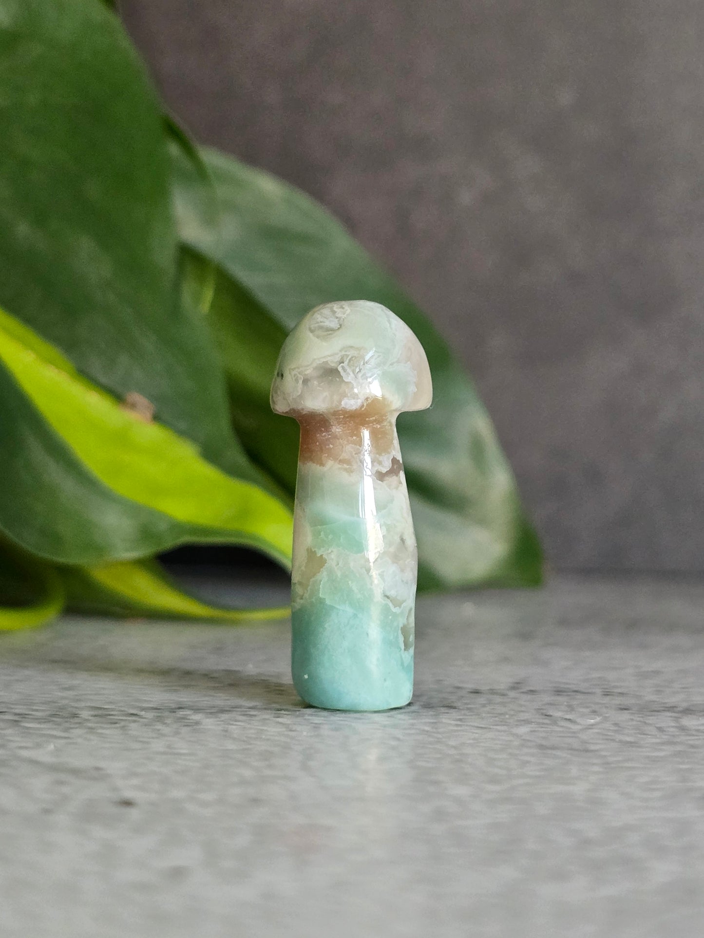 Green Flower Agate Mushroom