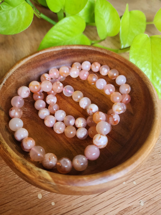 Flower Agate Stretch Bracelet